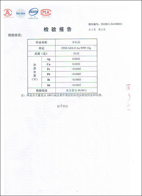 祝贺金雅福集团黄金珠宝国检抽查全部合格